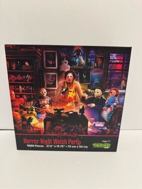 Horror Night Watch Party Puzzle - Red/Black Artwork